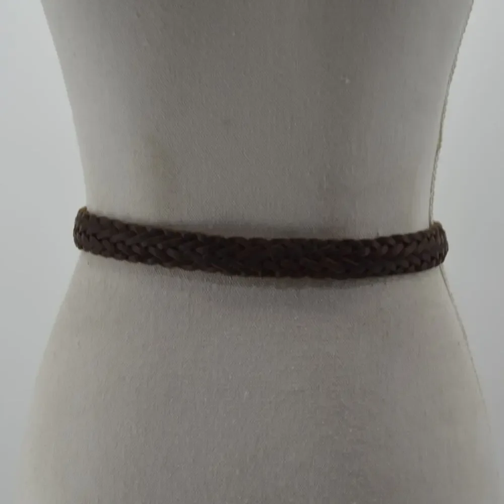 Jesse Alaniam Belt Braided Brown Leather Brass Buckle Size M